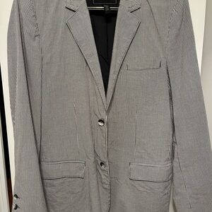 Elegant Black and White Striped Men's Blazer